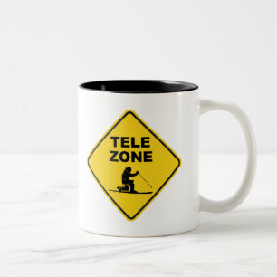 Telemark Ski Zone Sign Two-Tone Coffee Mug