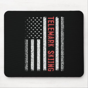 Telemark Skiing American Flag 4th Of July Ski Race Mouse Pad