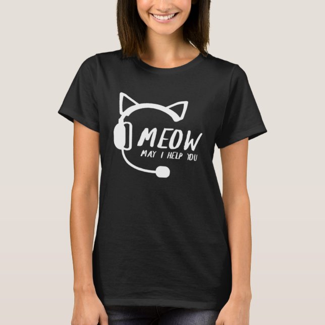 Telemarketer Cat   Customer Service Cat T-Shirt (Front)