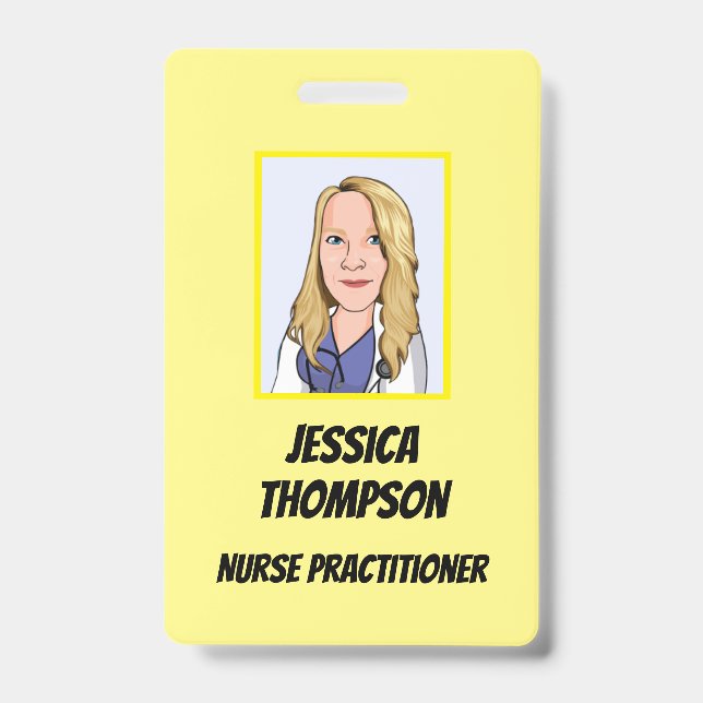 Telemedicine Nurse Practitioner Yellow ID Badge (Front)