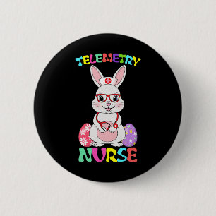 Telemetry Nurse Bunny Easter Day Stethoscope Gles 6 Cm Round Badge
