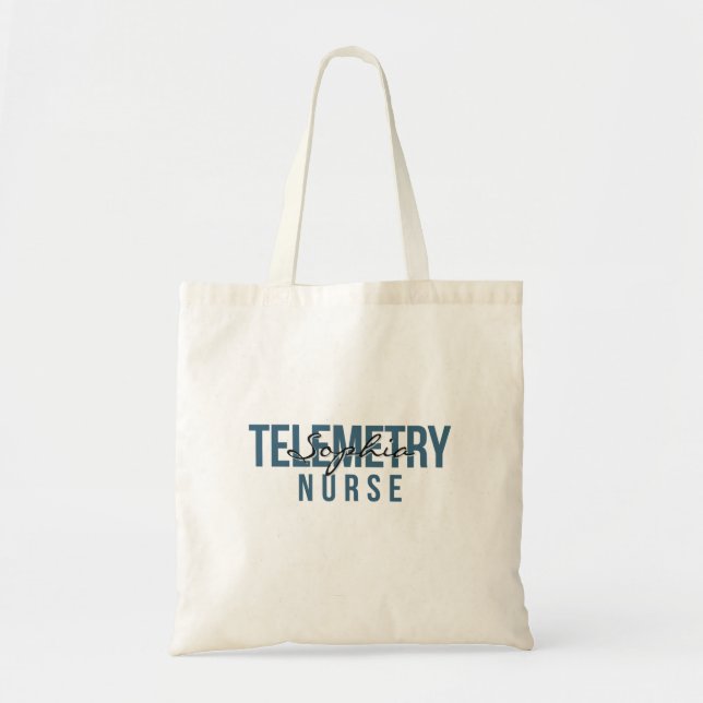 Telemetry Nurse Personalized Name Bold Typography Tote Bag (Front)