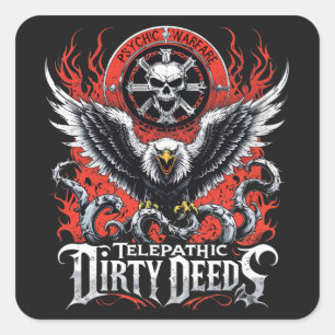 Telepathic Dirty Deeds Psychic Rock Band Case Gig Square Sticker