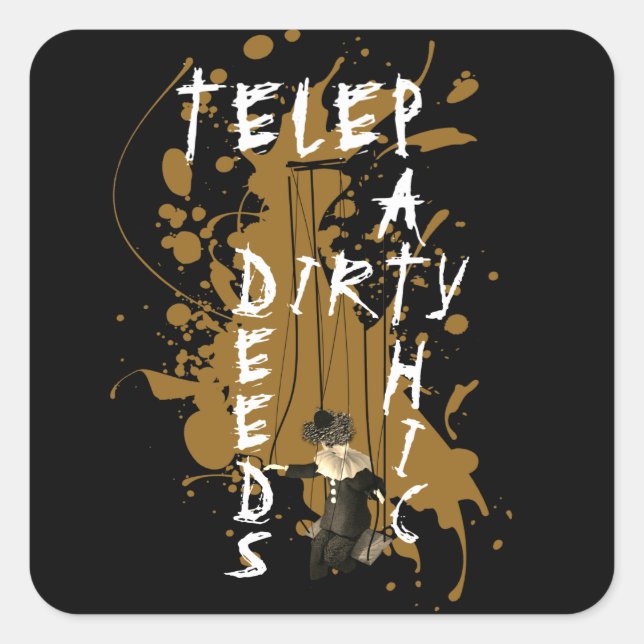 Telepathic Dirty Deeds Rock And Roll Mind Games Square Sticker (Front)