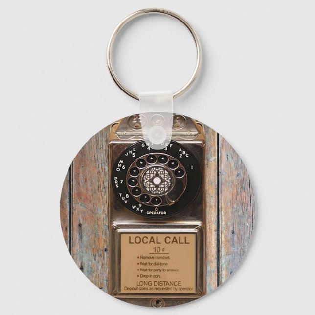 Telephone antique rotary pay phone rugged key ring (Front)
