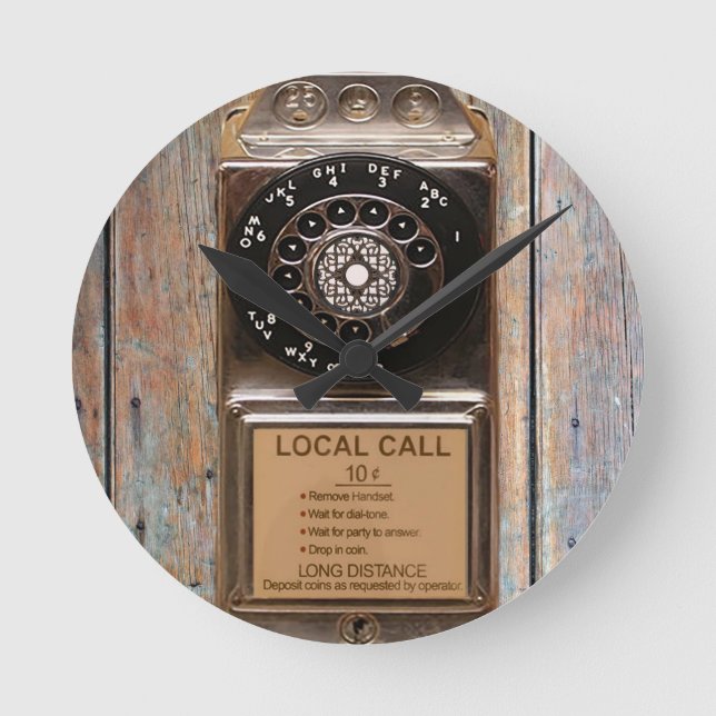 Telephone antique rotary pay phone rugged round clock (Front)