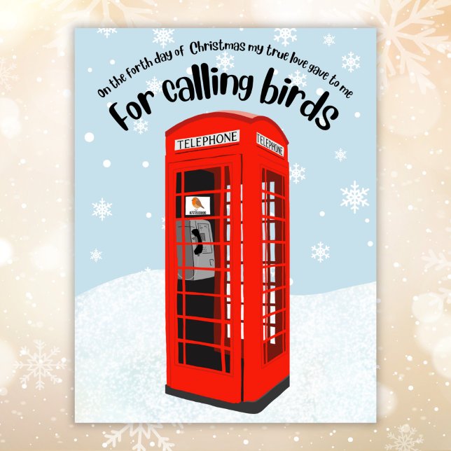 Telephone box 12 days of Christmas funny Holiday Postcard (Creator Uploaded)