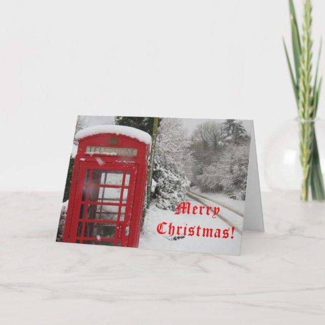 Telephone Box in snow Christmas Card (Front)