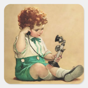 Telephone by Jessie Willcox Smith Square Sticker