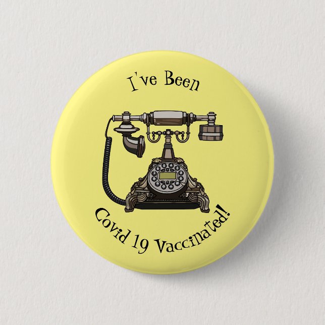 Telephone cartoon illustration 6 cm round badge (Front)
