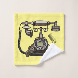 Telephone cartoon illustration bath towel set