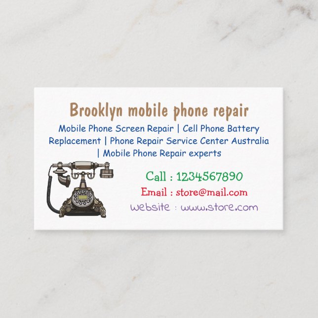 Telephone cartoon illustration business card (Front)