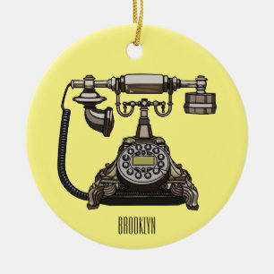 Telephone cartoon illustration ceramic ornament