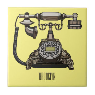 Telephone cartoon illustration ceramic tile