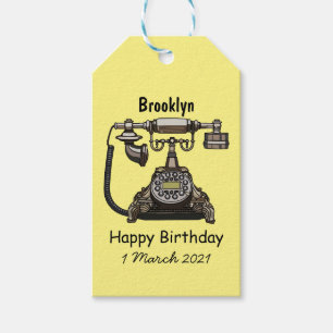 Telephone cartoon illustration gift tags