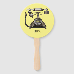 Telephone cartoon illustration hand fan