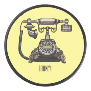Telephone cartoon illustration hockey puck