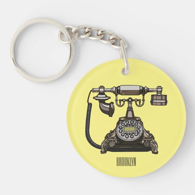 Telephone cartoon illustration key ring (Front)