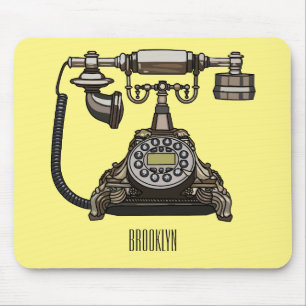 Telephone cartoon illustration mouse pad