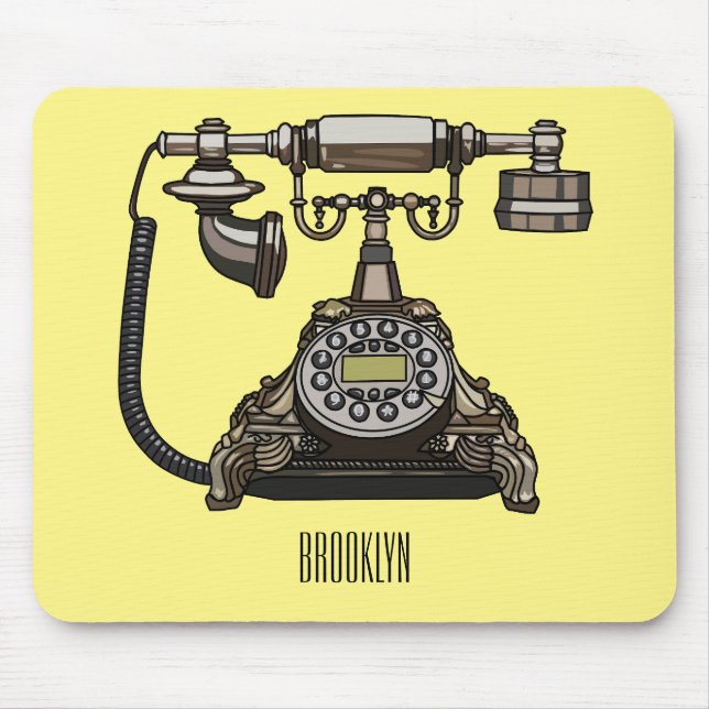 Telephone cartoon illustration mouse pad (Front)
