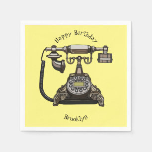 Telephone cartoon illustration napkin