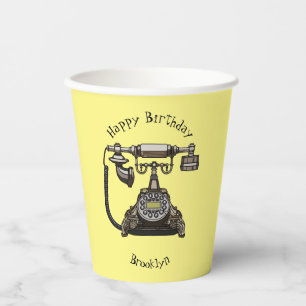 Telephone cartoon illustration paper cups