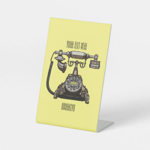 Telephone cartoon illustration pedestal sign