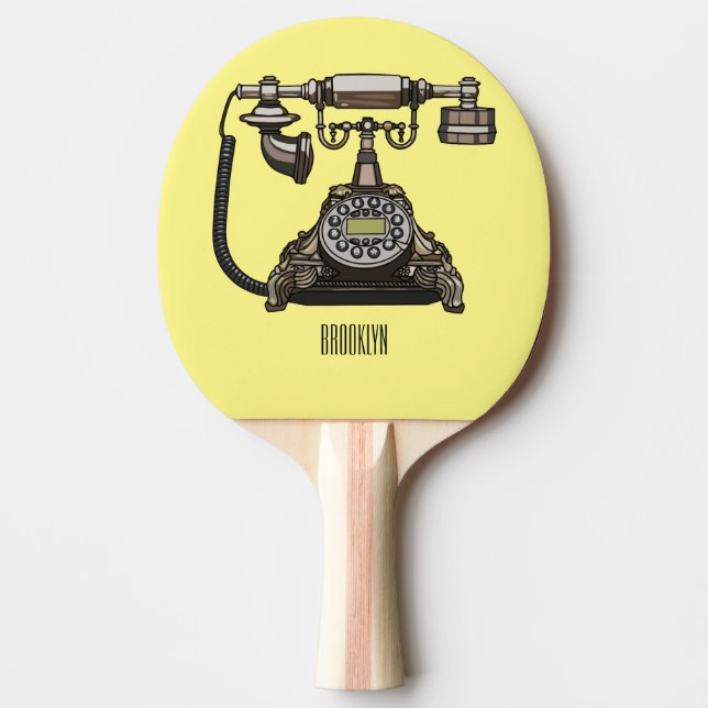 Telephone cartoon illustration ping pong paddle (Front)
