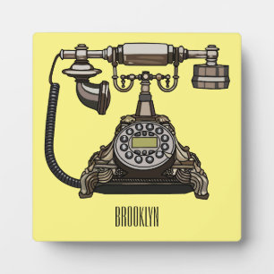 Telephone cartoon illustration plaque
