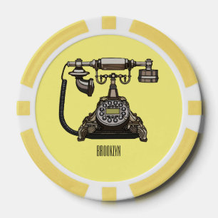 Telephone cartoon illustration poker chips