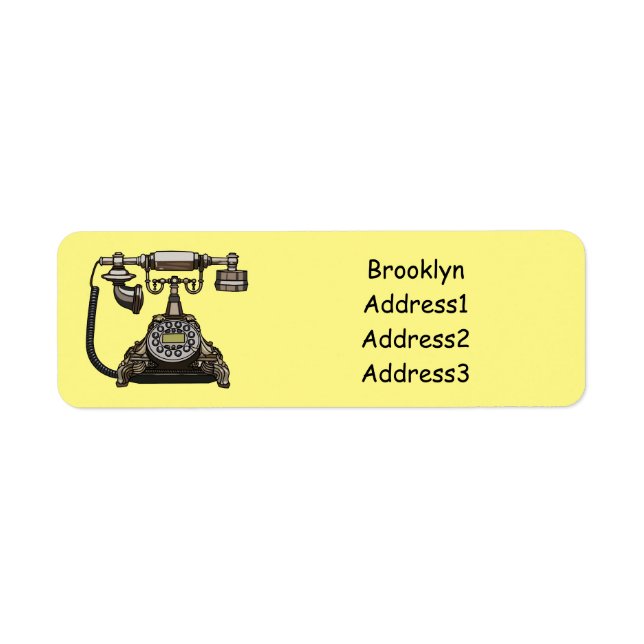 Telephone cartoon illustration return address label (Front)