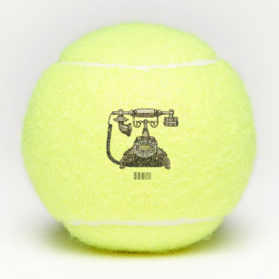 Telephone cartoon illustration tennis balls