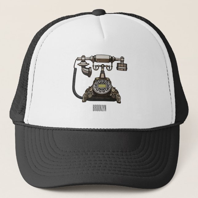 Telephone cartoon illustration trucker hat (Front)