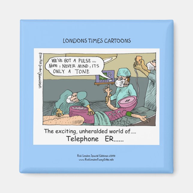Telephone Code Blue Cartoon Funny Magnet (Front)