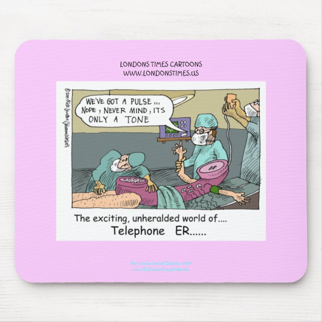 Telephone Code Blue Cartoon Funny Mouse Pad (Front)
