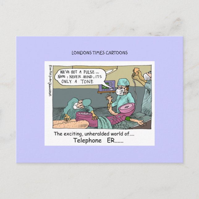 Telephone Code Blue Cartoon Funny Postcards (Front)