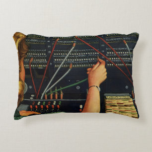 Telephone Switchboard Operator, Vintage Business Decorative Cushion