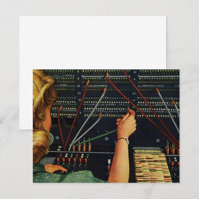 Telephone Switchboard Operator, Vintage Business Invitation (Front/Back)