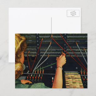Telephone Switchboard Operator, Vintage Business Postcard