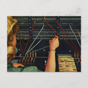 Telephone Switchboard Operator, Vintage Business Postcard
