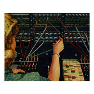 Telephone Switchboard Operator, Vintage Business Poster