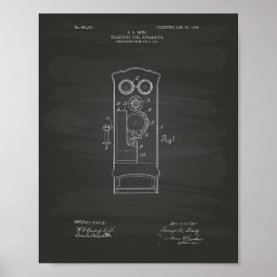 Telephone Toll 1906 Patent Art Chalkboard Poster