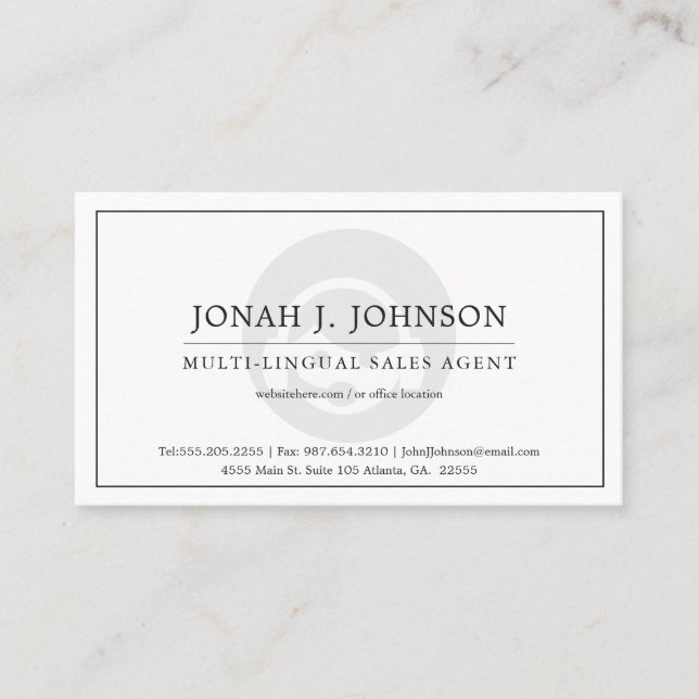 Telesales Agent + Tech Support | Minimal Style BW Business Card (Front)