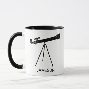Telescope Graphic Black and White Personalised Mug