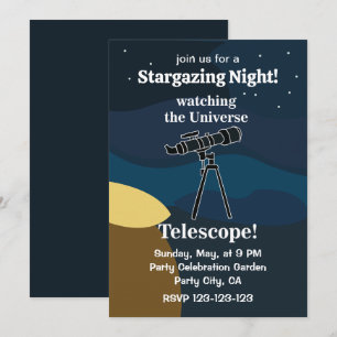 Telescope Night Sky Astronomy Stargazing Party Invitation