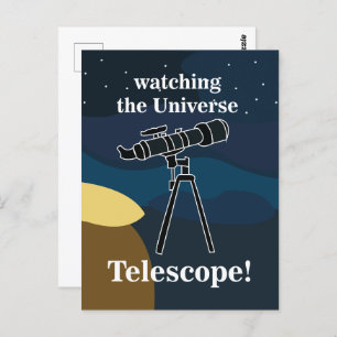 Telescope Night Sky Astronomy Stargazing Postcard