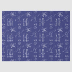 Telescope Schematics Tissue Paper in Blue