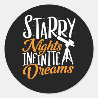 Telescope Starry Nights Infinite Dreams Astronomy Classic Round Sticker