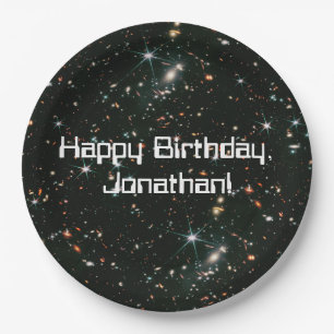 Telescopic Space Galaxies Stars Happy Birthday Paper Plate