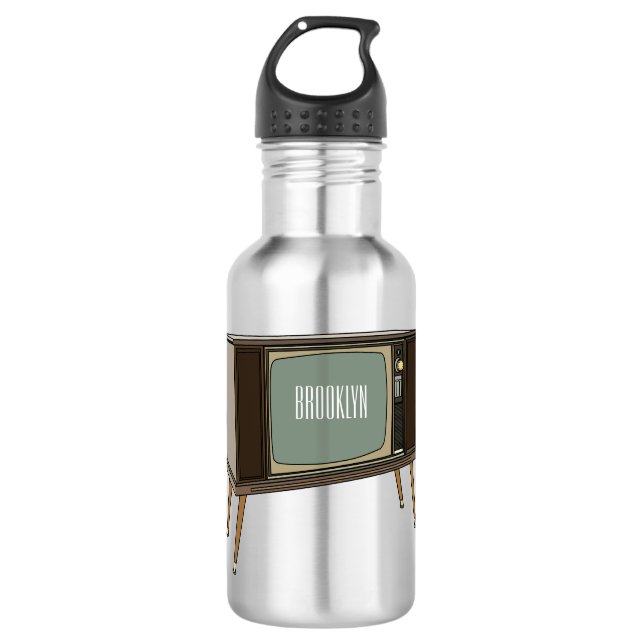 Television cartoon illustration 532 ml water bottle (Front)